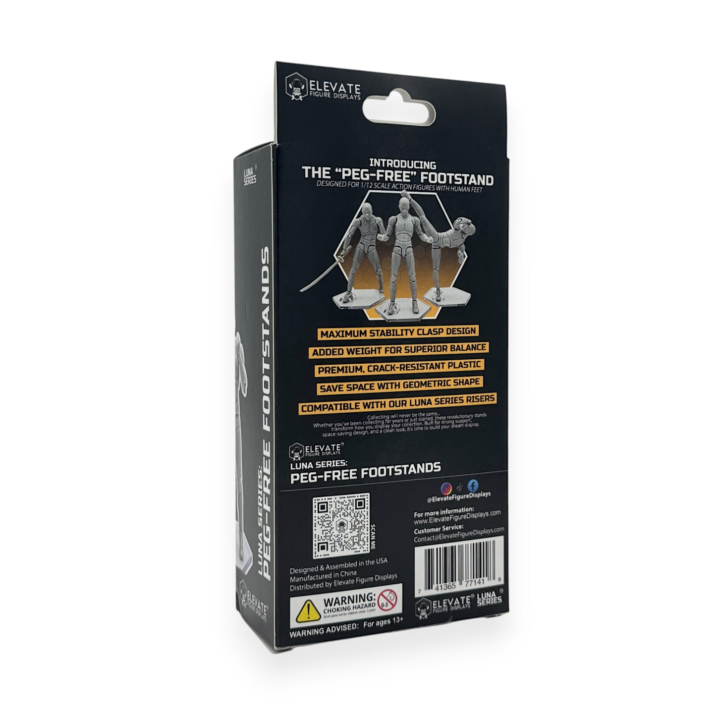 Luna Series: Peg-Free Footstands - 9 Pack - Clear - 1/12 Scale (Designed For 6in Figures)