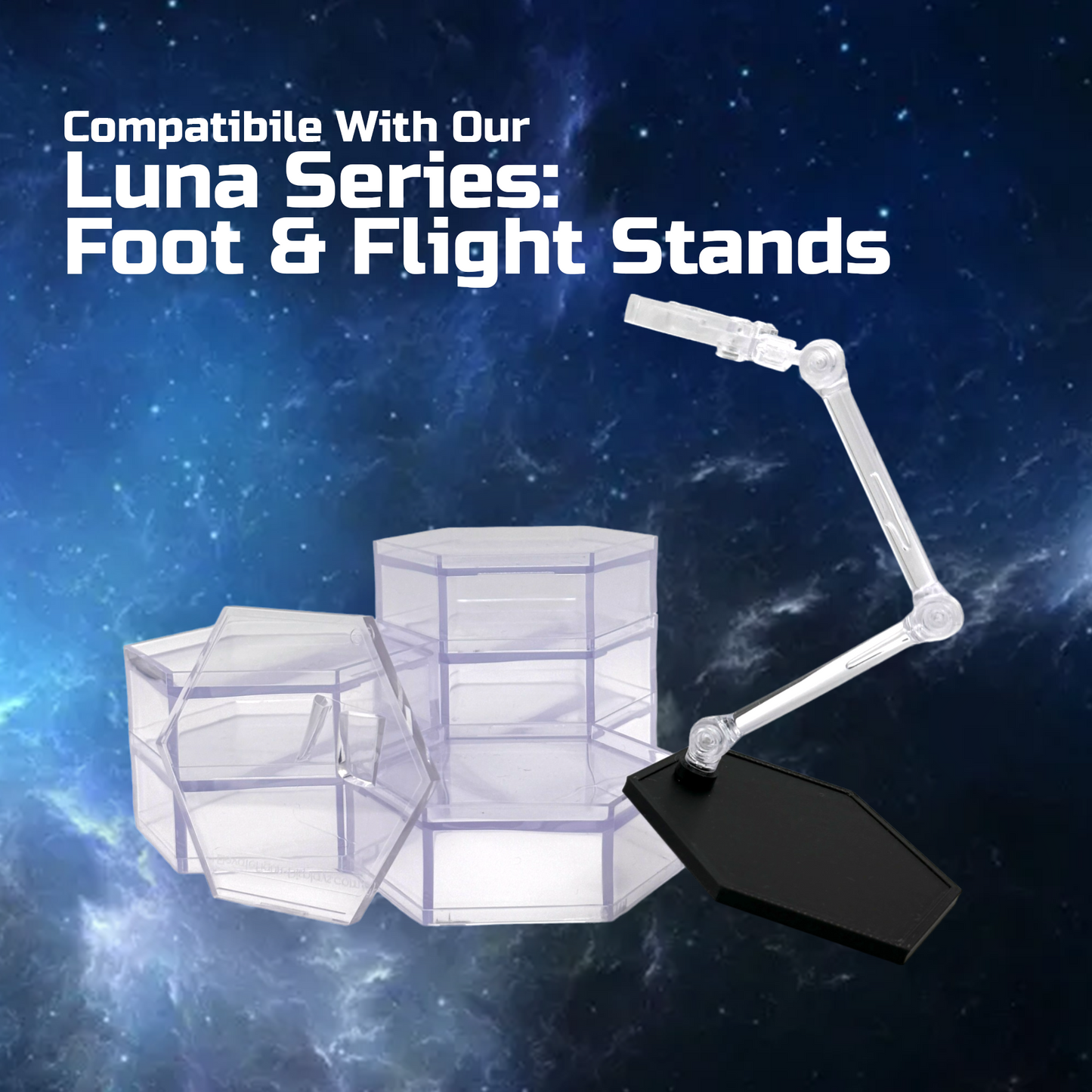 Luna Series: Starter Kit - 6 Risers, 3 Peg-Free Footstands, and 1 Grid - 1/12 Scale