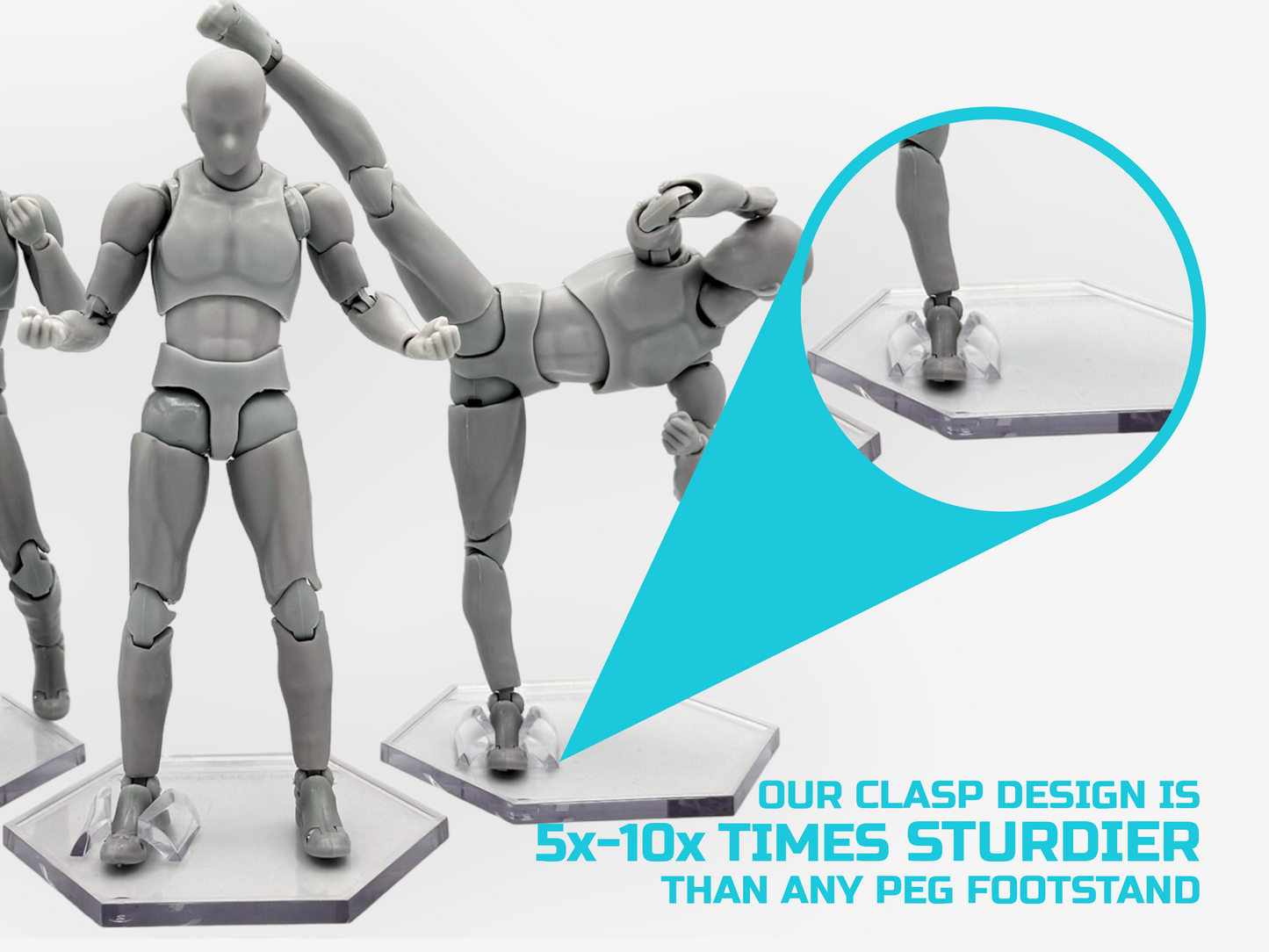 Luna Series: Peg-Free Footstands - (9 Pack) - Clear - 1/12 Scale (Designed For 6in Figures)