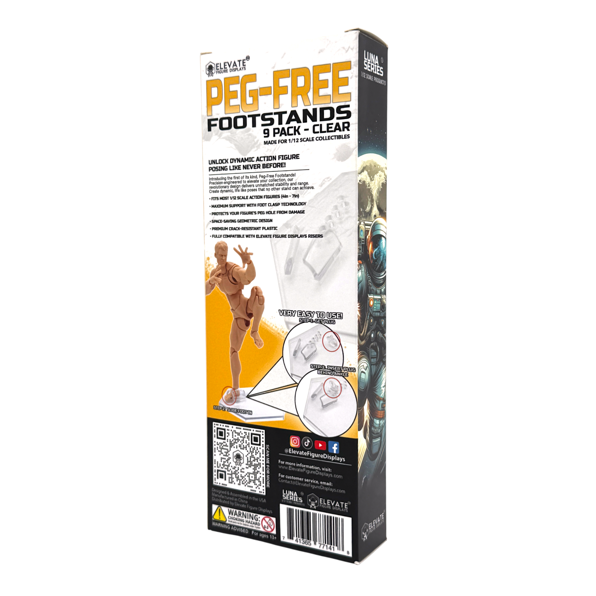 Luna Series: Peg-Free Footstands (9-Pack) - Clear - 1/12 & 1/10 Scale