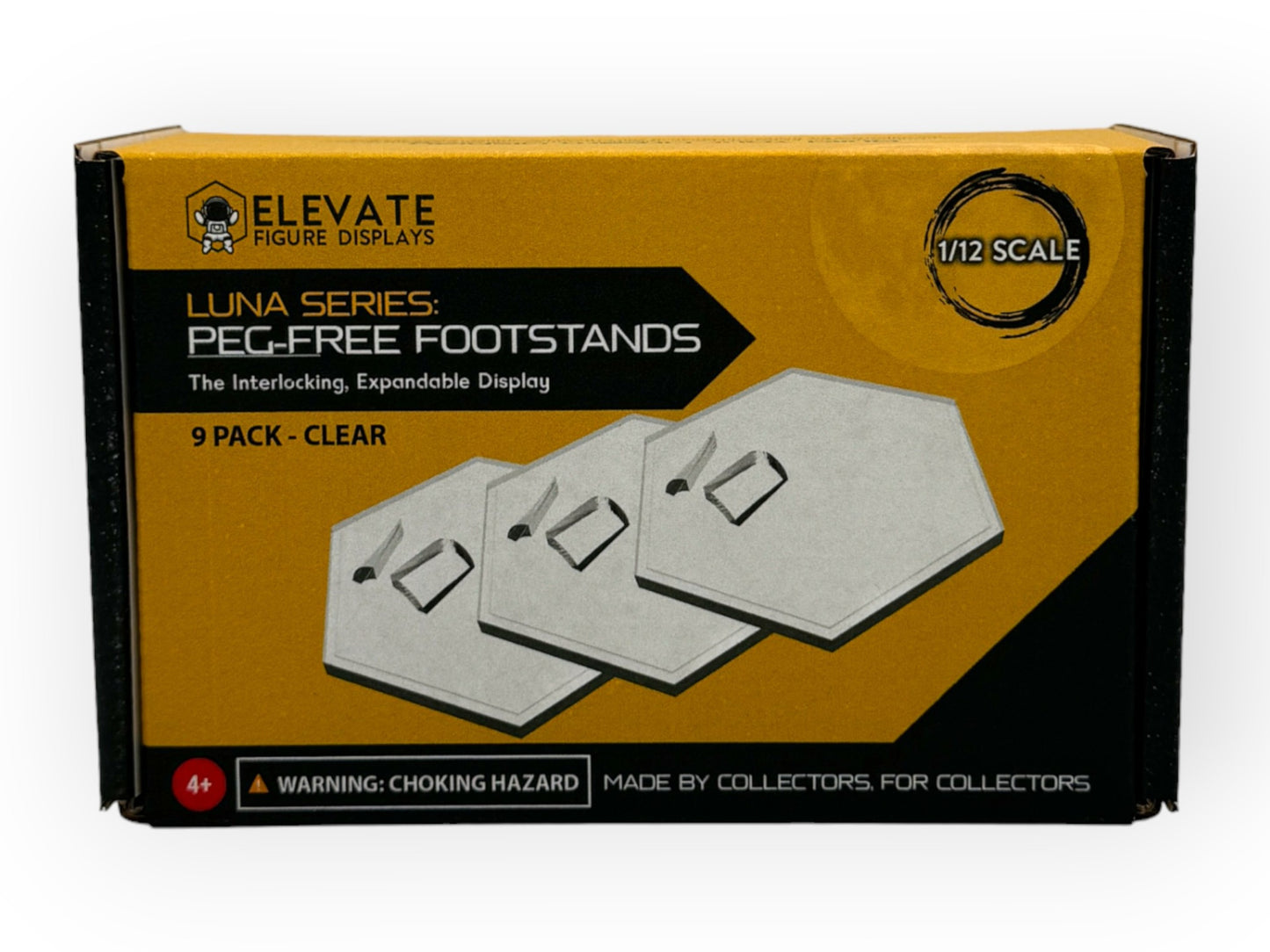 Luna Series: Peg-Free Footstands - (9 Pack) - Clear - 1/12 Scale (Designed For 6in Figures)