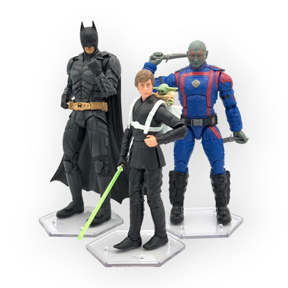 Luna Series: Multi-Sized Peg Footstands - Clear - Designed for Figures 4in-7in