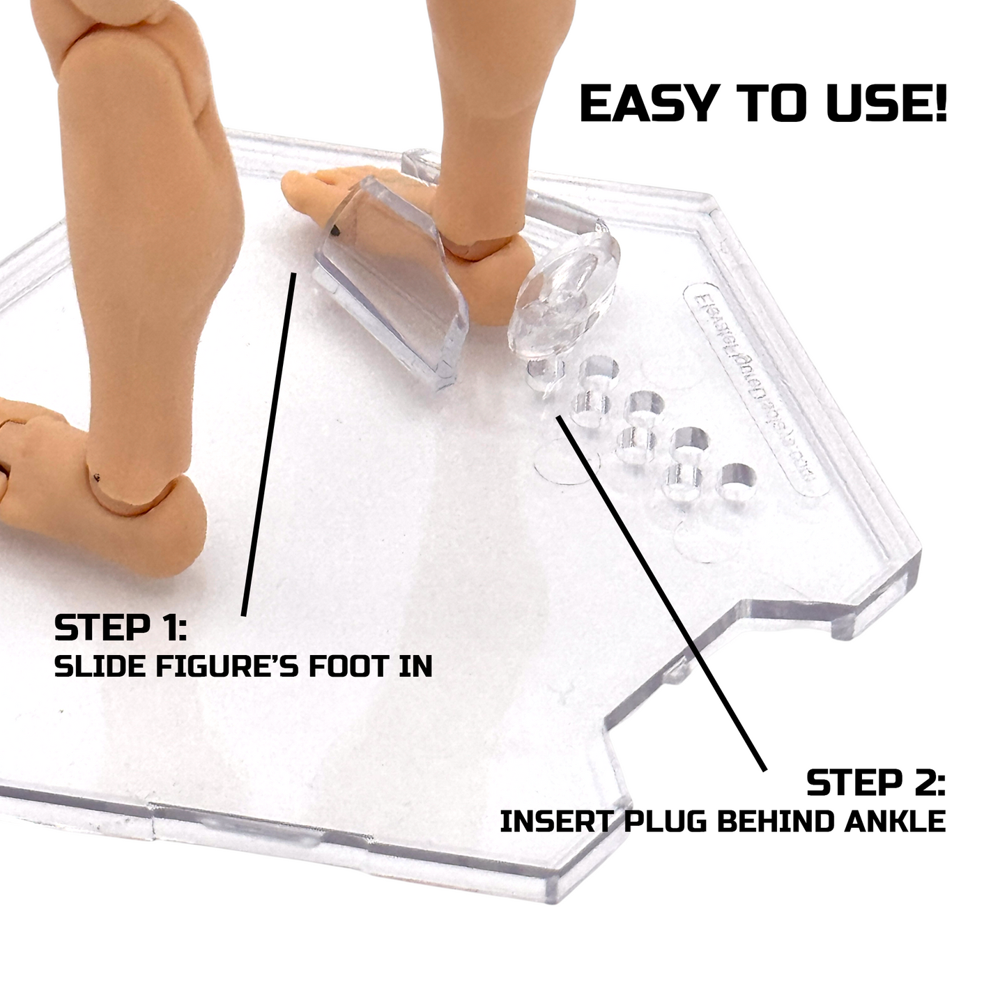 Luna Series: Peg-Free Footstands - Clear - 1/12 & 1/10 Scale (Designed For Figures 4in-7in)