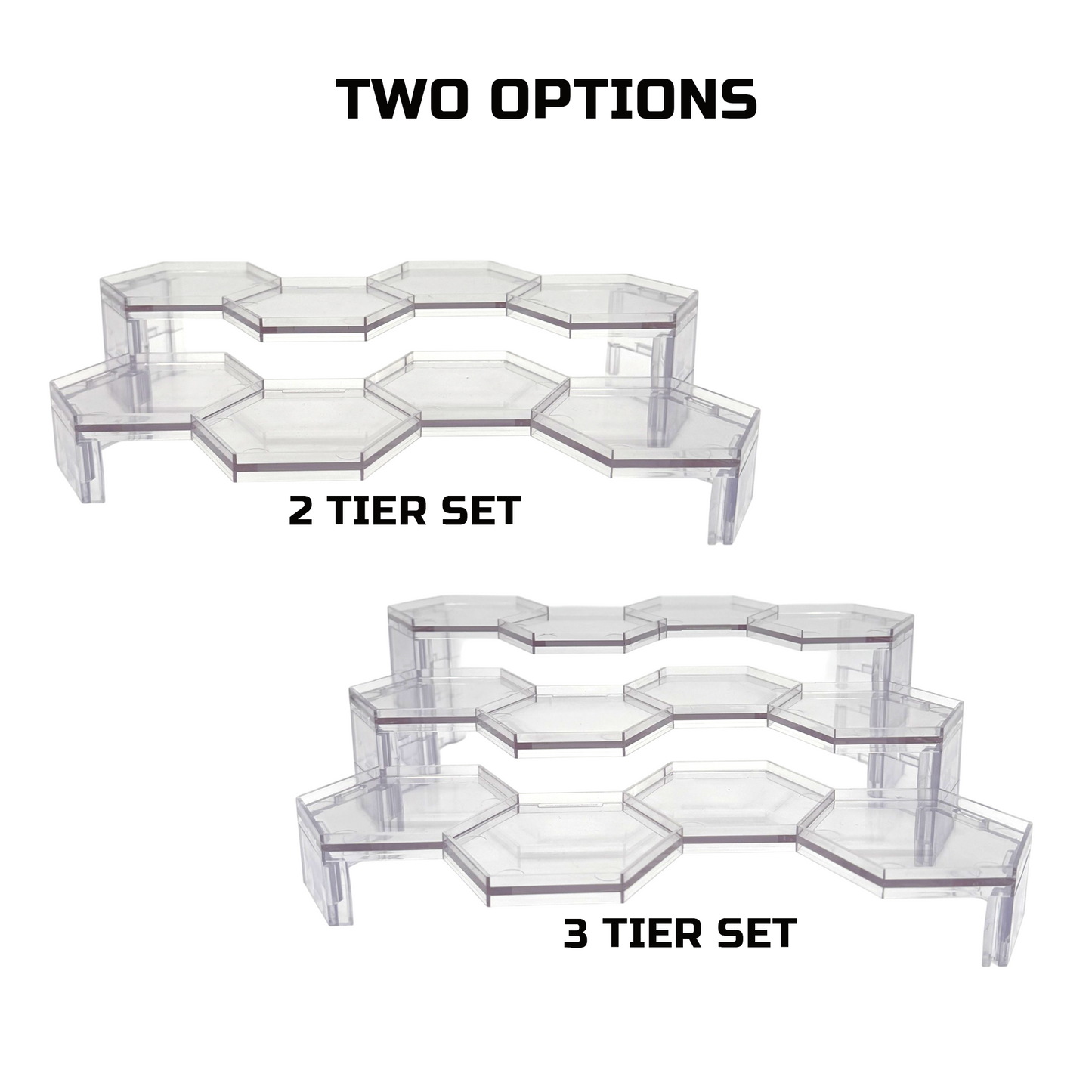 Luna Series: Tiered Riser - Multi-Pack - Clear - Action Figure Display Stand