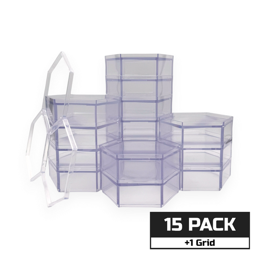 (PRE-ORDER) Luna Series: Hexagon Risers - 15 Pack - Grid Included - 1/12 Scale