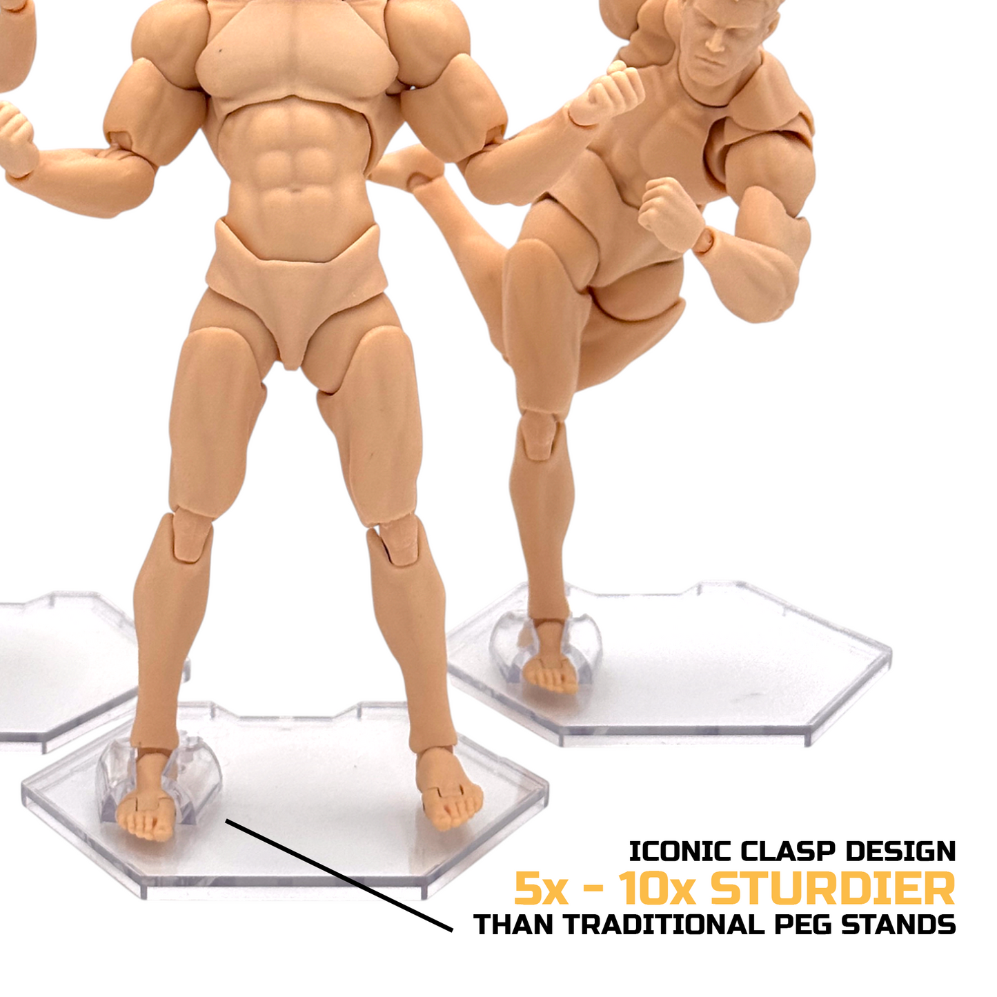 Luna Series: Peg-Free Footstands - Clear - 1/12 & 1/10 Scale (Designed For Figures 4in-7in)