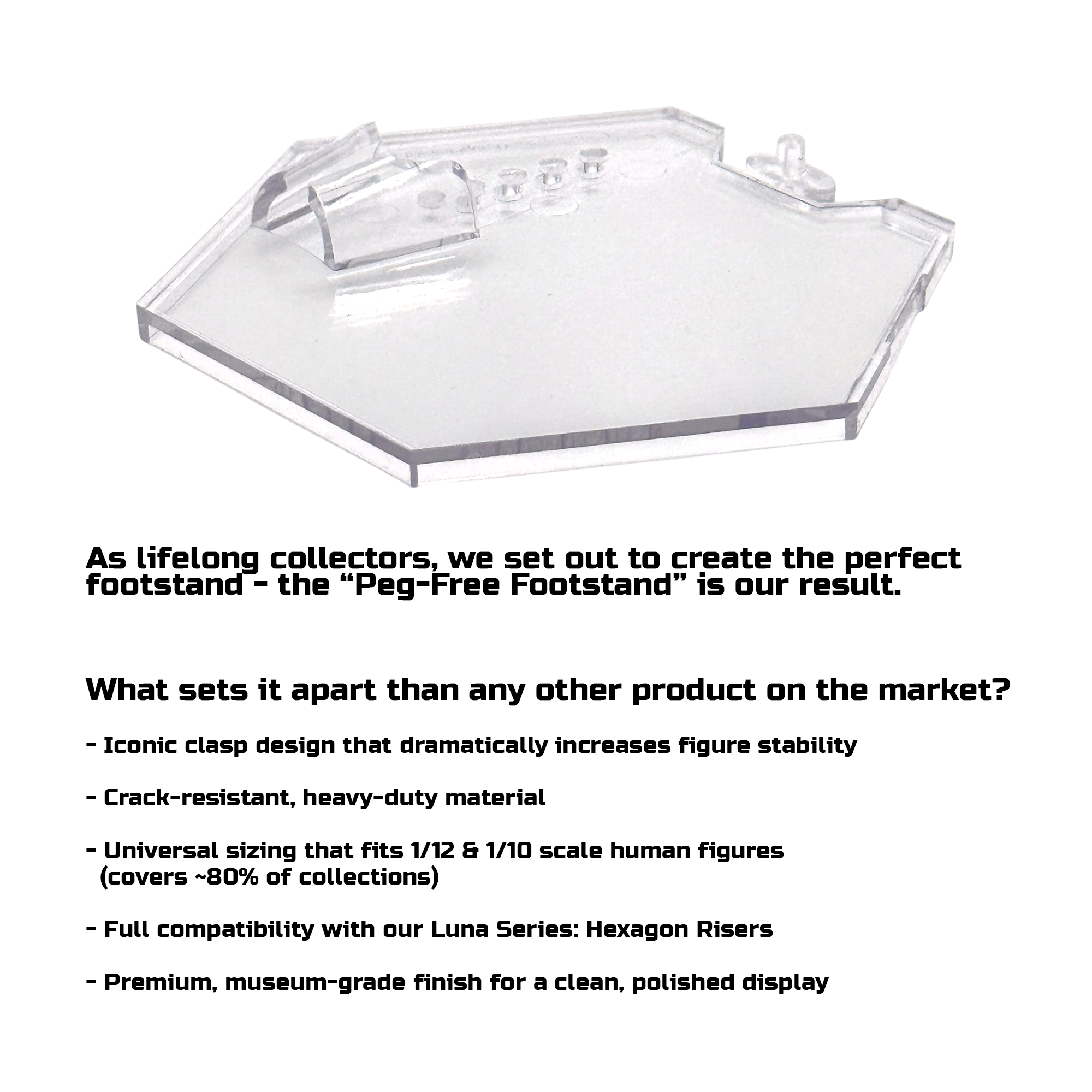 Luna Series: Peg-Free Footstands (9-Pack) - Clear - 1/12 & 1/10 Scale
