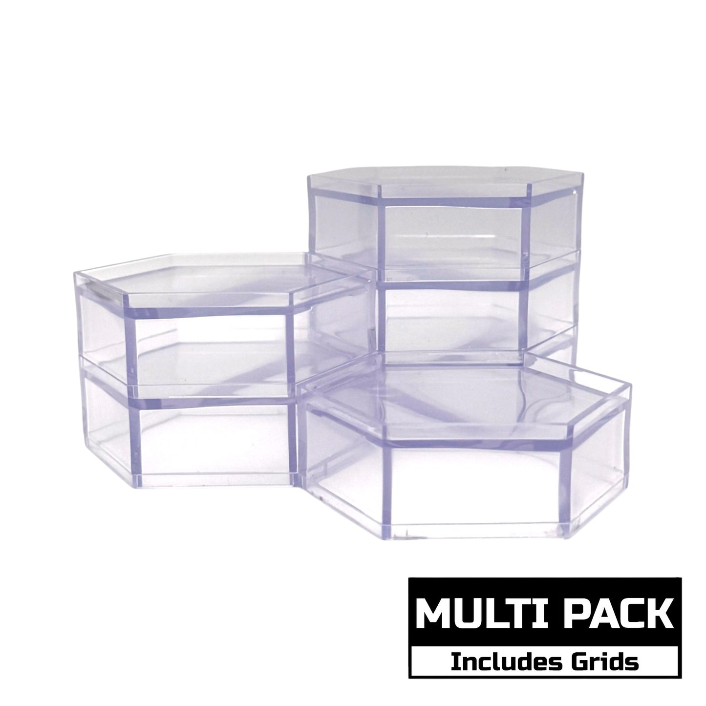 Luna Series: Hexagon Risers - Multi Pack - Grid Included - Designed for Figures 4in-7in